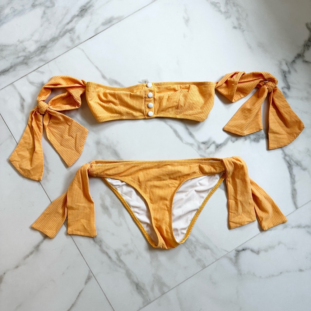 Solid and striped bikini set